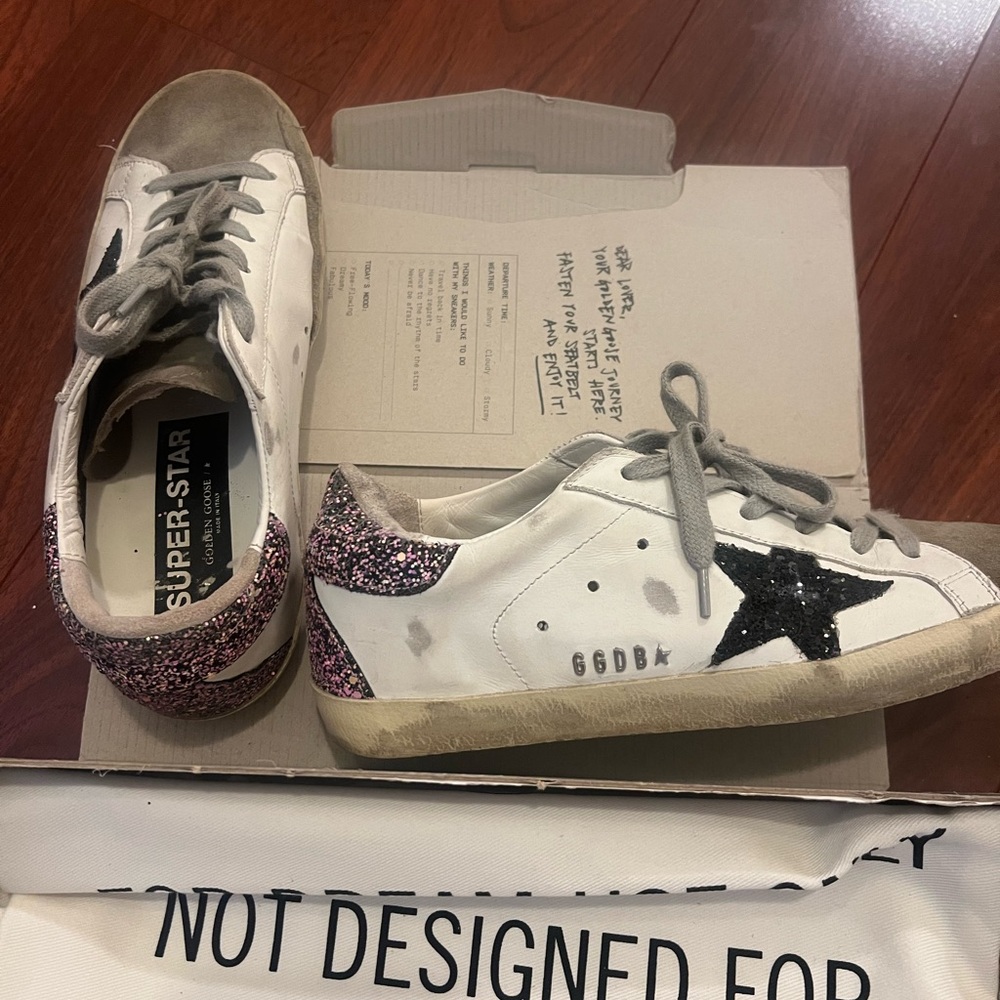 Golden Goose Super Star Classic Black Star Glitter Sneakers